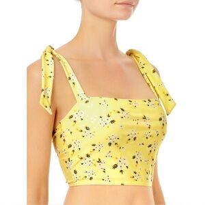 NWT No Boundaries Sunny Yellow Shoulder Tie Bralette Bikini Swim Top